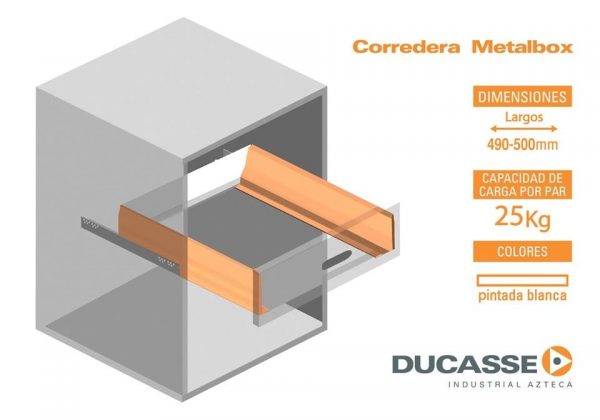 CORREDERA METALBOX DUCASSE 25KGS 45 A 55CMS
