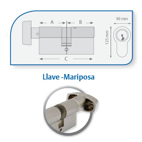 Cilindro Llave-Mariposa - Alta Seguridad Mod. 2300