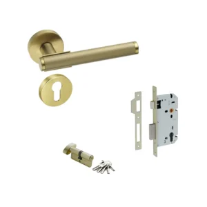 MANIJA KIT QX-2036-OR /MECANISMO Q100 /CILINDRO / LATON ANTIGUO /ENTRADA /RECAMARA /BAÑO /QUBA