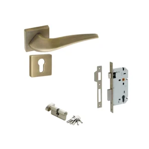 MANIJA KIT QP-3013-OR /MECANISMO Q100 /CILINDRO / LATON ANTIGUO /ENTRADA /RECAMARA /BAÑO /QUBA