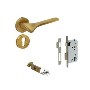 MANIJA KIT QX2031OR /MECANISMO Q100 /CILINDRO / LATON ANTIGUO /ENTRADA /RECAMARA /BAÑO /QUBA