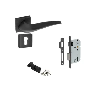 MANIJA KIT QP-3013-OR /MECANISMO Q100 /CILINDRO / NEGRO MATE /ENTRADA /RECAMARA /BAÑO /QUBA
