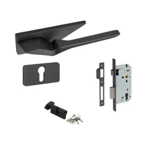 MANIJA KIT QX-2028-OR /MECANISMO Q100 /CILINDRO /NEGRO MATE /ENTRADA /RECAMARA /BAÑO /QUBA